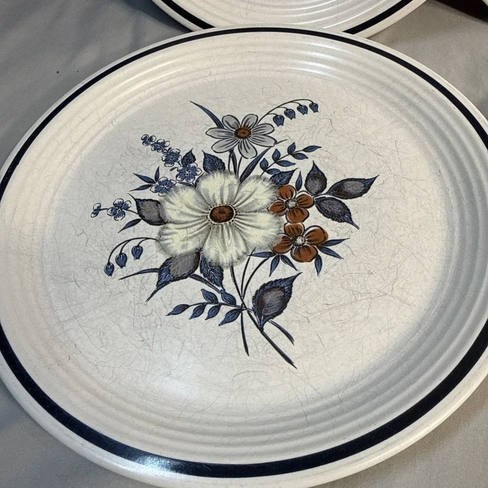 Vintage Town & Country Blue Ridge Stoneware Dinner Plates Set of 4 Japan